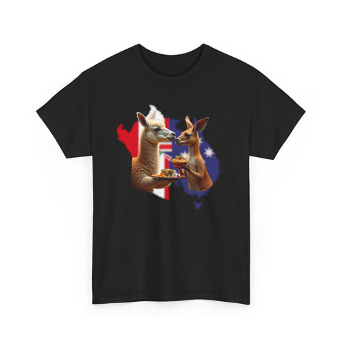 Kangaroo & Meat Pie Meets Llama & Ceviche Tee 🌎 Peru & Australia Fusion T-Shirt