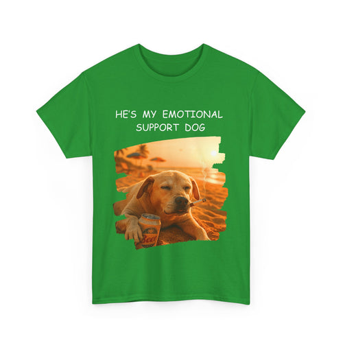 He's My Emotional Support Dog – Funny Beach Bum Dog T-Shirt 🐶🌞🍻