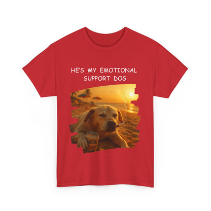 He's My Emotional Support Dog – Funny Beach Bum Dog T-Shirt 🐶🌞🍻
