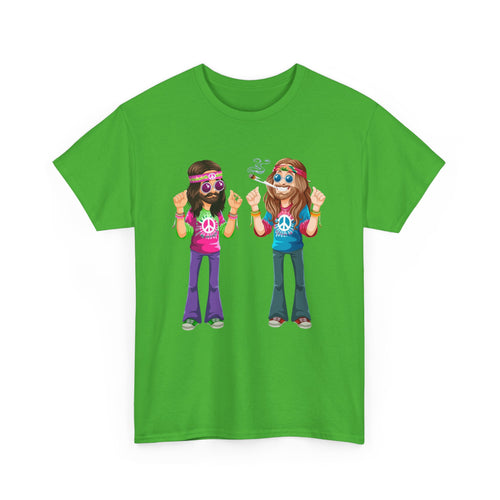 Hippie Vibes T-Shirt – Funny Retro Stoner Couple Tee ✌️🌿😄