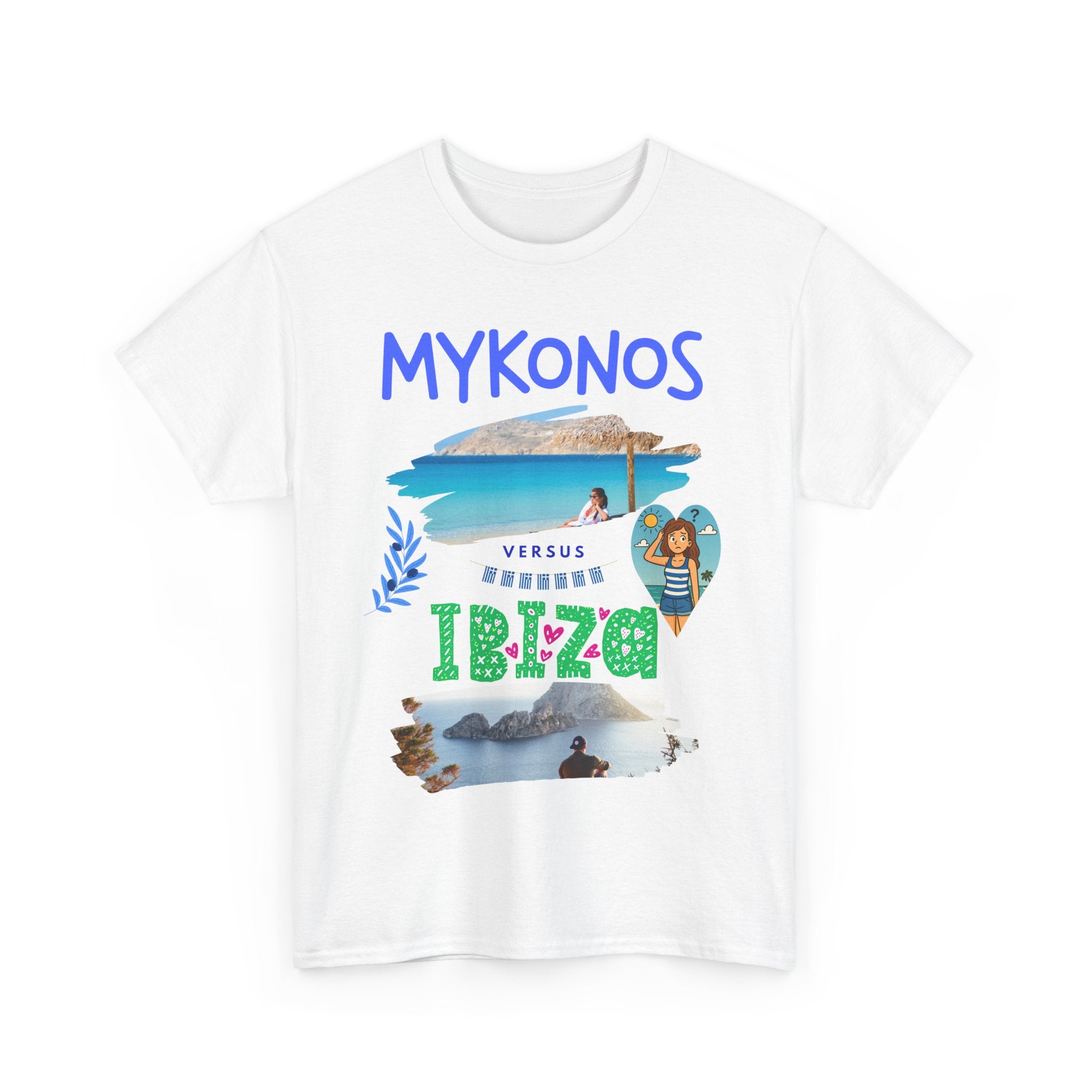 Mykonos vs Ibiza Funny Beach T-Shirt – Holiday Dilemma Design 🌴 🏖️ 🤯 ✈️ 🇬🇷
