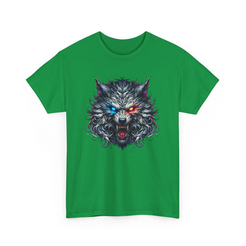 Scary Wolf Face T-Shirt with Glowing Eyes