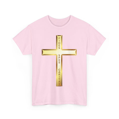 Fides • Spes • Caritas Crucifix T-Shirt ✝️ Faith, Hope & Charity| Religious T-Shirt 🙏