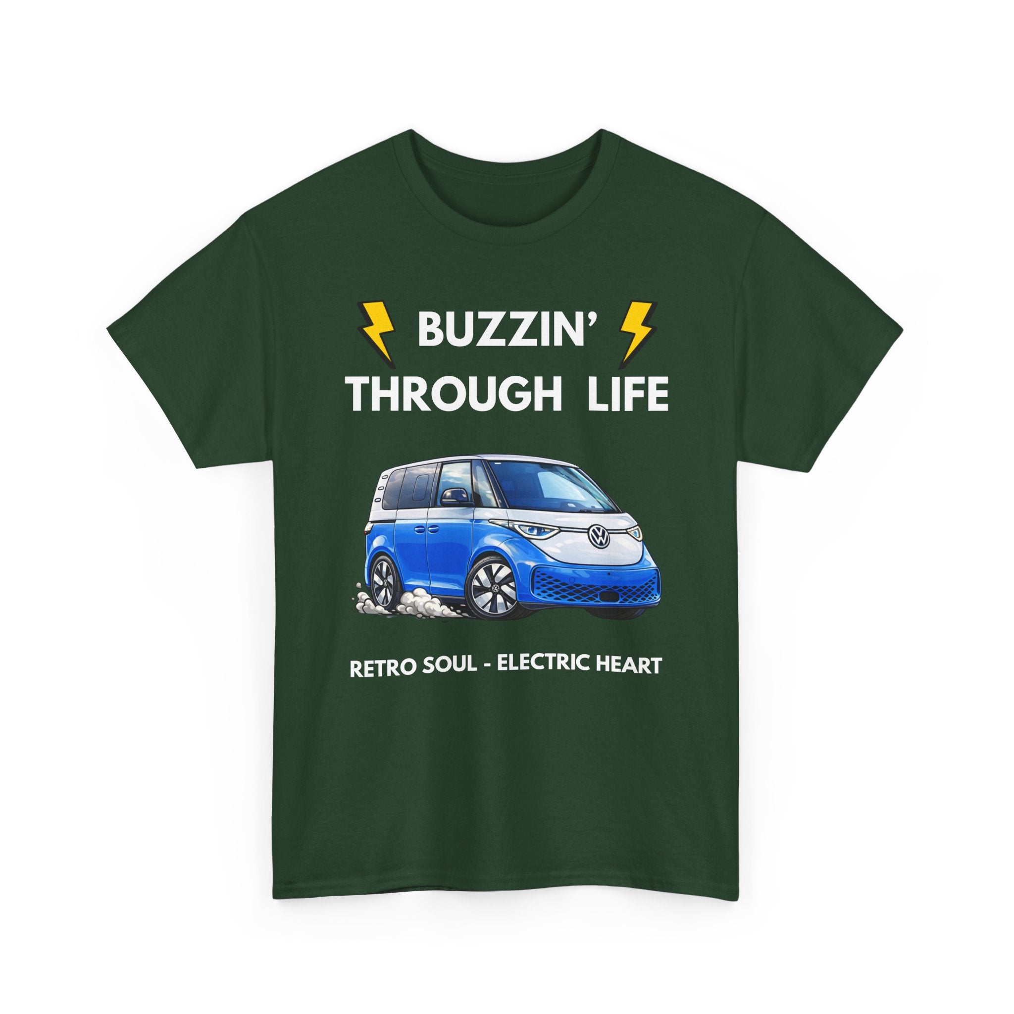 Buzzin' Through Life T-Shirt | Retro Soul Electric Heart Tee 🚌⚡