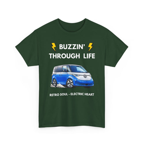 Buzzin' Through Life T-Shirt | Retro Soul Electric Heart Tee 🚌⚡