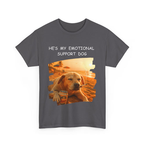 He's My Emotional Support Dog – Funny Beach Bum Dog T-Shirt 🐶🌞🍻