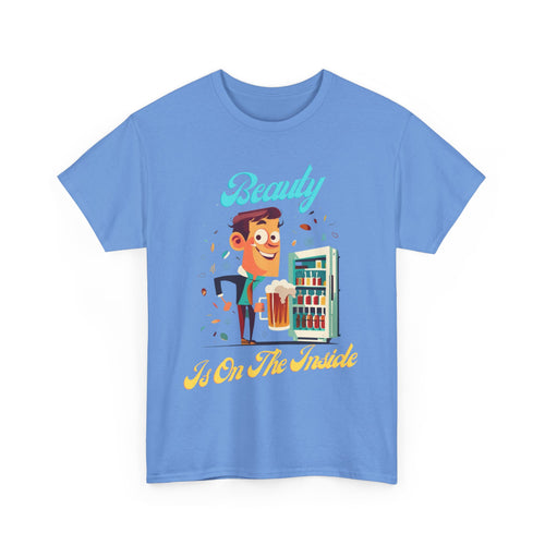 Beauty Is on the Inside Beer Fridge T-Shirt – Funny Aussie Bloke Humour Tee