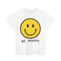 Be Happy T-Shirt – Large Smiley Face Positive Vibes Tee