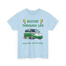 Buzzin' Through Life T-Shirt | Retro Soul Electric Heart Tee in Green/White 🚌⚡