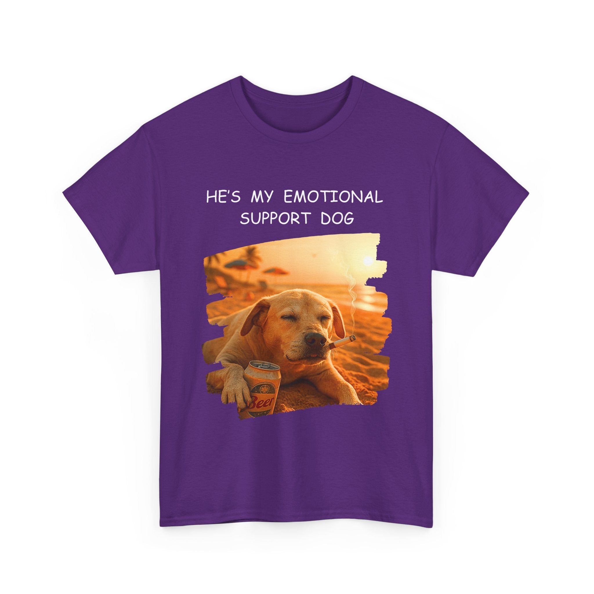 He's My Emotional Support Dog – Funny Beach Bum Dog T-Shirt 🐶🌞🍻