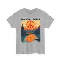 Imagine… Indeed Peace T-Shirt | Sunrise Cityscape & Mountains Tee 🌅✌️