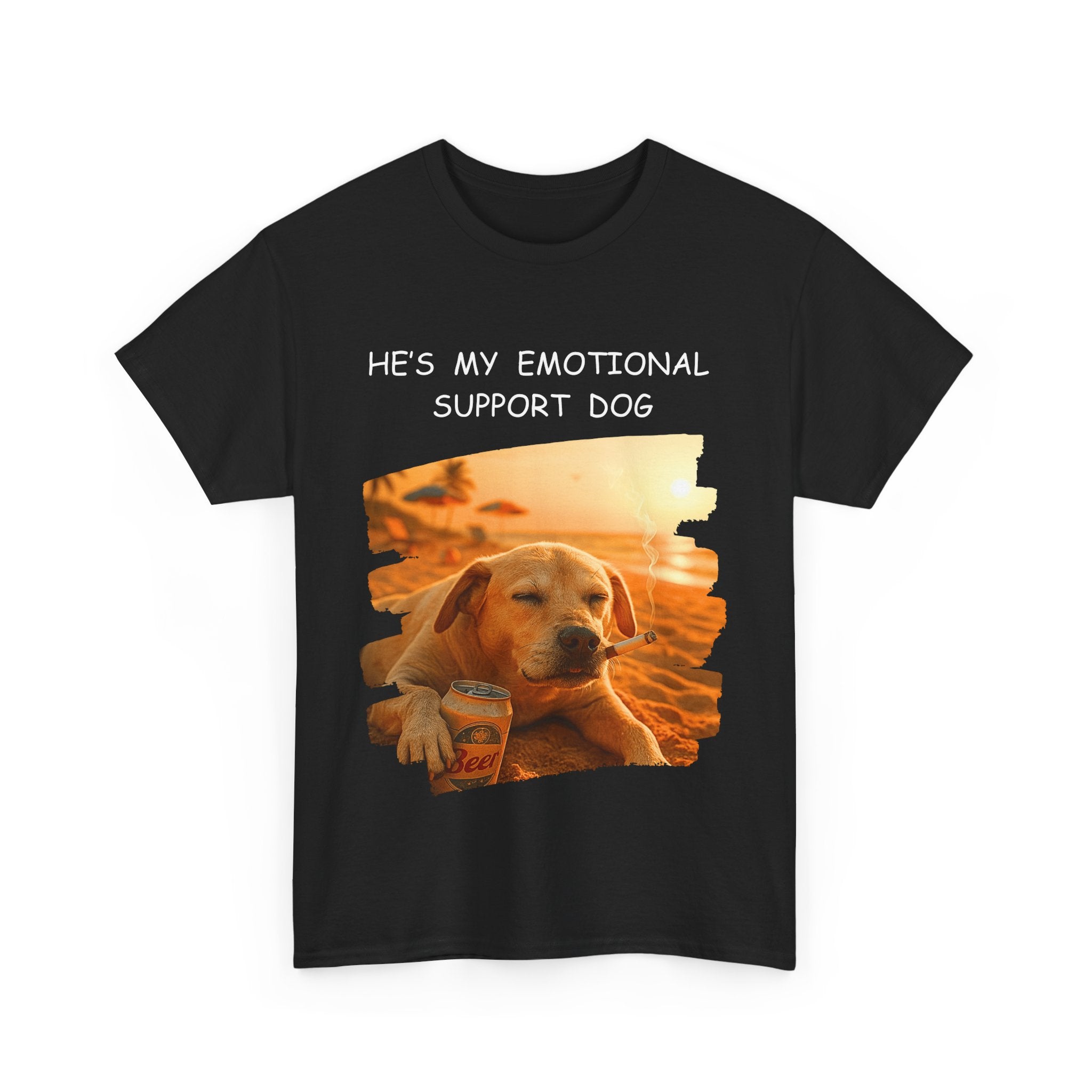 He's My Emotional Support Dog – Funny Beach Bum Dog T-Shirt 🐶🌞🍻
