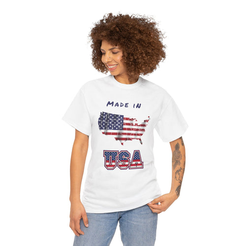 Made in USA T-Shirt with Flag and Country Outline