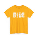 Ride T-Shirt – Bold Bike Lovers Tee with Superimposed Bicycle Design