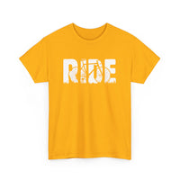 Ride T-Shirt – Bold Bike Lovers Tee with Superimposed Bicycle Design