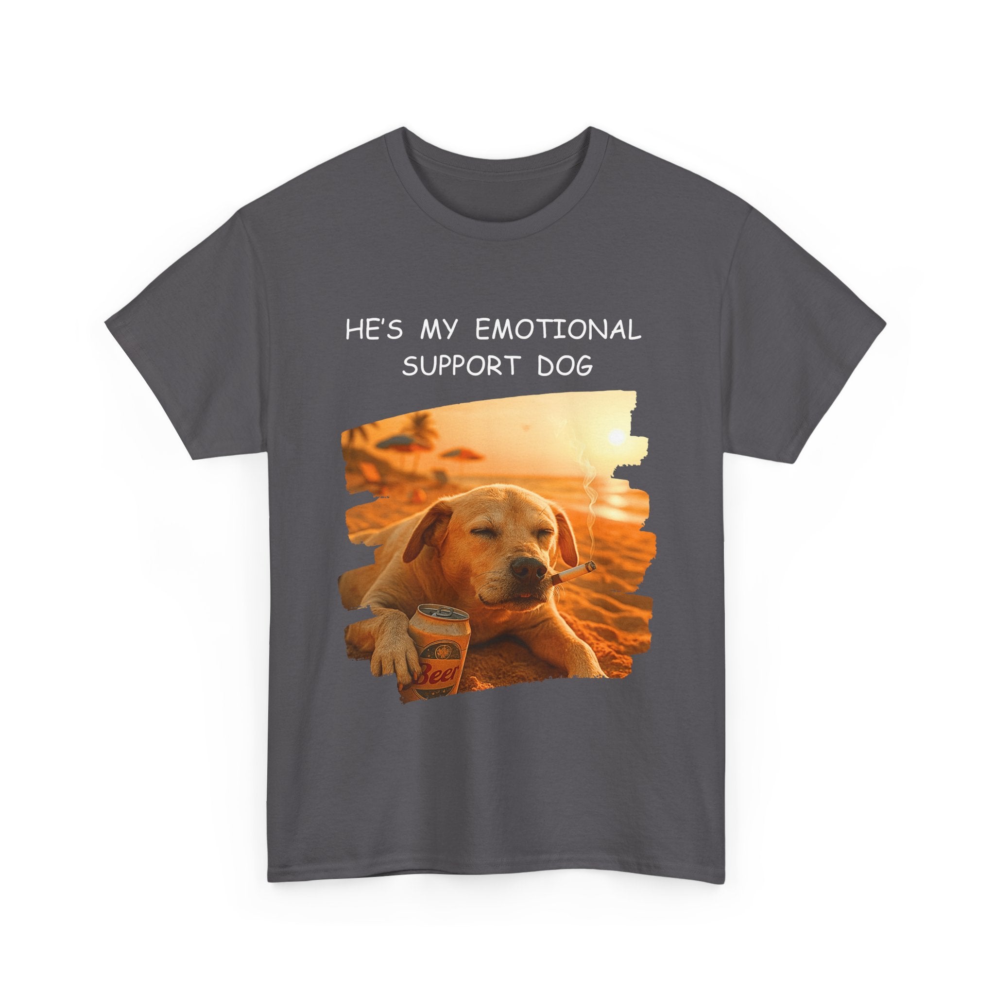 He's My Emotional Support Dog – Funny Beach Bum Dog T-Shirt 🐶🌞🍻
