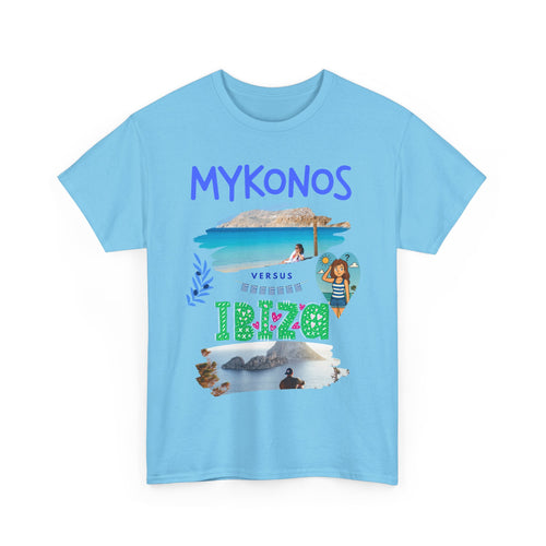 Mykonos vs Ibiza Funny Beach T-Shirt – Holiday Dilemma Design 🌴 🏖️ 🤯 ✈️ 🇬🇷