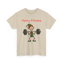 Merry Fitness T-Shirt – Funny Skinny Elf Weightlifting Xmas Tee | Christmas Gym T-Shirt