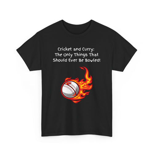 Cricket and Curry: The Only Things That Should Ever Be Bowled! Funny Indian T-Shirt