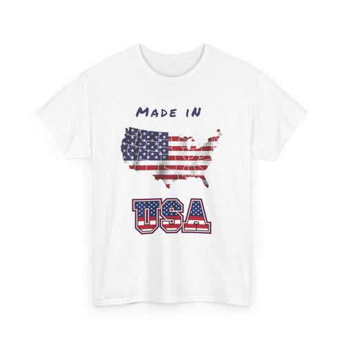 Made in USA T-Shirt with Flag and Country Outline