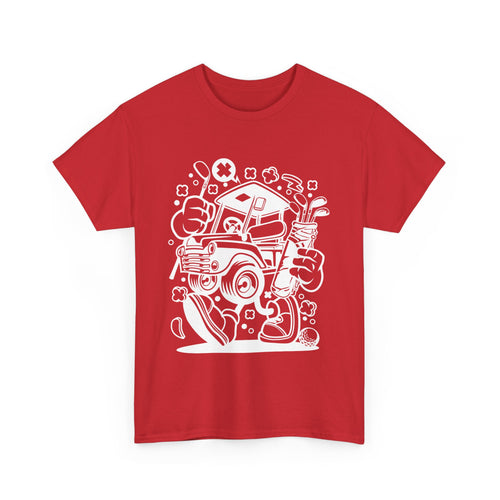 Funny Golf Cart T-Shirt – Walking Cart with Clubs