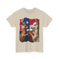 Kangaroo vs Llama Beer Clink T-Shirt | Australia Meets Peru Tee 🐾🍺