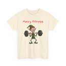 Merry Fitness T-Shirt – Funny Skinny Elf Weightlifting Xmas Tee | Christmas Gym T-Shirt