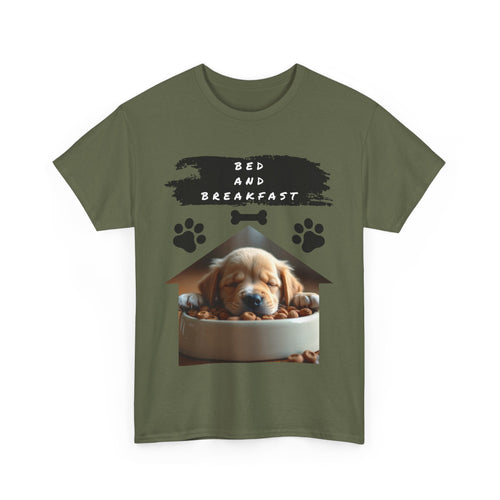 Bed and Breakfast Puppy T-Shirt – Funny Dog Lover Tee 🐶🍽️💤