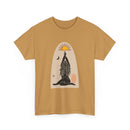 Surfboard Girl T-Shirt – Flowing Hair & Sun Worship Design