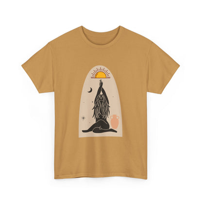 Surfboard Girl T-Shirt – Flowing Hair & Sun Worship Design