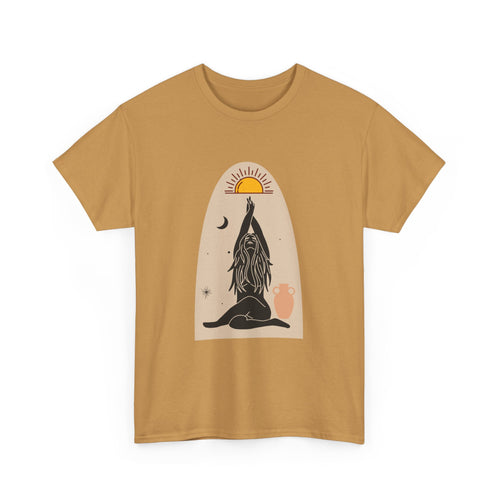 Surfboard Girl T-Shirt – Flowing Hair & Sun Worship Design