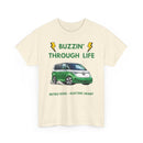 Buzzin' Through Life T-Shirt | Retro Soul Electric Heart Tee in Green/White 🚌⚡