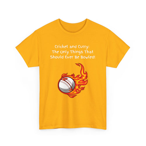 Cricket and Curry: The Only Things That Should Ever Be Bowled! Funny Indian T-Shirt