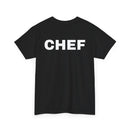 Black t-shirt with 'CHEF' printed on the back
