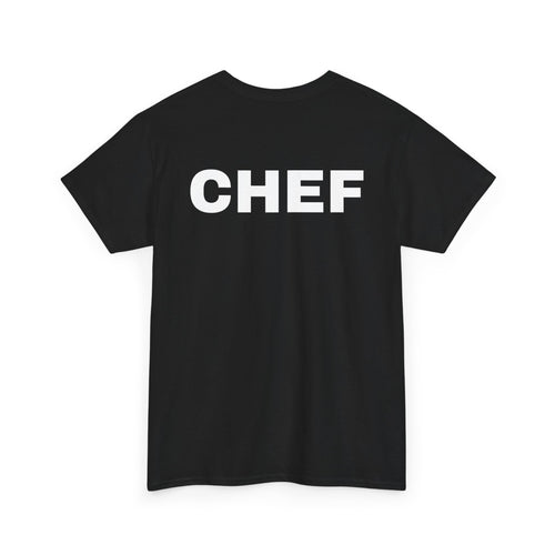 Black t-shirt with 'CHEF' printed on the back