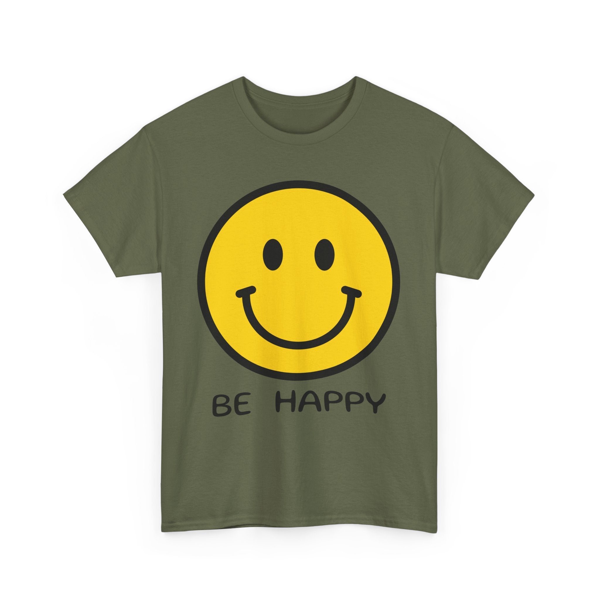 Be Happy T-Shirt – Large Smiley Face Positive Vibes Tee