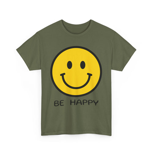Be Happy T-Shirt – Large Smiley Face Positive Vibes Tee