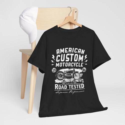 Custom American Motorcycle T-Shirt with Vintage Bike Design