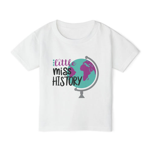 Little Miss History Kids' T-Shirt - Fun Design with Globe