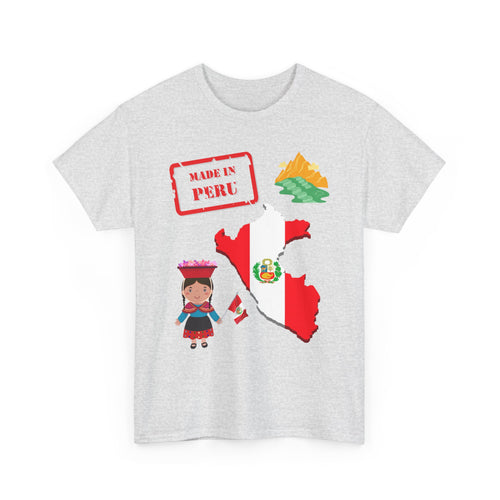 Made in Peru T-Shirt with Flag, Traditional Girl & Machu Picchu
