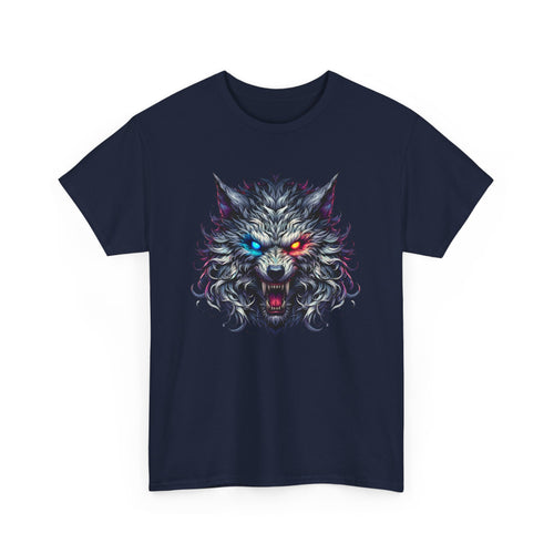 Scary Wolf Face T-Shirt with Glowing Eyes