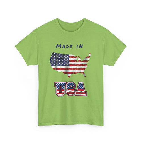 Made in USA T-Shirt with Flag and Country Outline