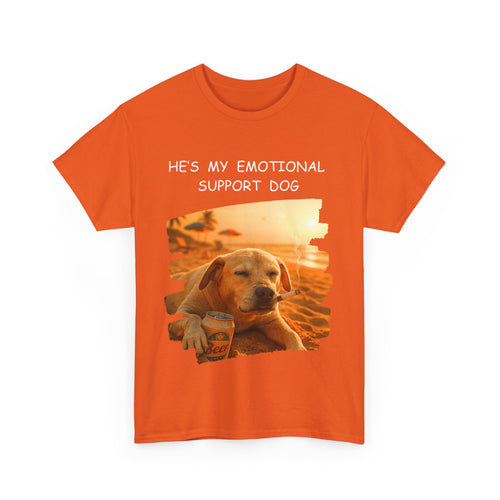 He's My Emotional Support Dog – Funny Beach Bum Dog T-Shirt 🐶🌞🍻