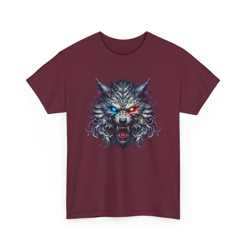 Scary Wolf Face T-Shirt with Glowing Eyes