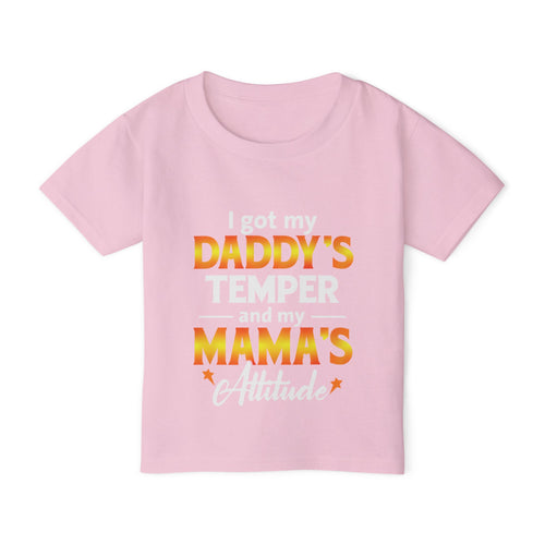 Kids Funny T-Shirt – Daddy’s Temper & Mama’s Attitude
