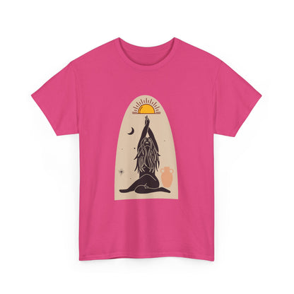 Surfboard Girl T-Shirt – Flowing Hair & Sun Worship Design