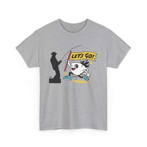 Let's Go Fishing, Fun T-Shirt with Fish and Flag Design