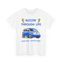 Buzzin' Through Life T-Shirt | Retro Soul Electric Heart Tee 🚌⚡