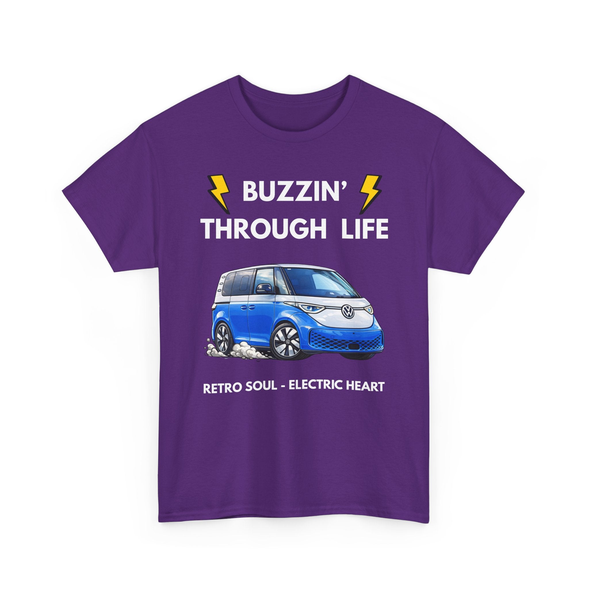 Buzzin' Through Life T-Shirt | Retro Soul Electric Heart Tee 🚌⚡