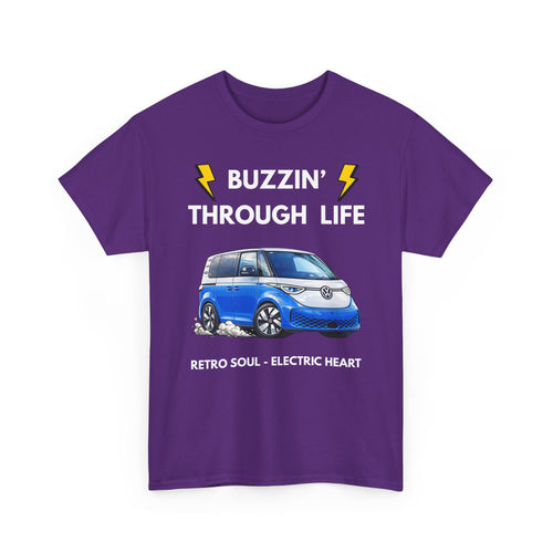 Buzzin' Through Life T-Shirt | Retro Soul Electric Heart Tee 🚌⚡